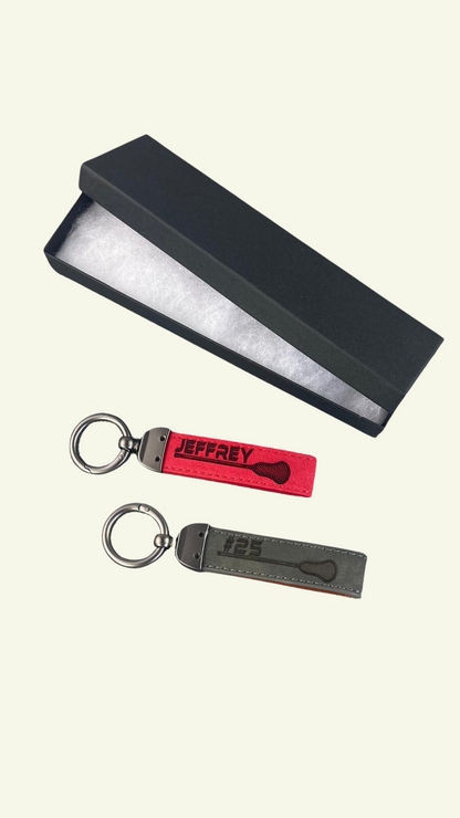 Lacrosse Keychain – Personalized Leather Engraved Name or Logo