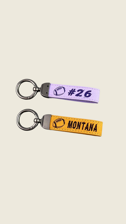Personalized Football Keychain – Custom Engraved Leather Sports Gift