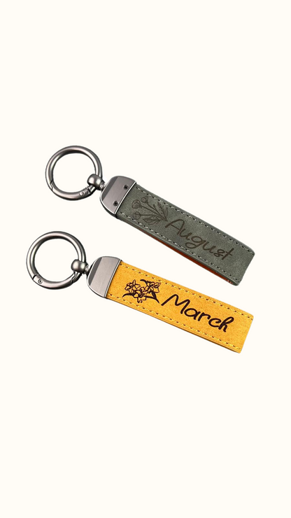 Birth Flower Keychain – Personalized Birthday Gift