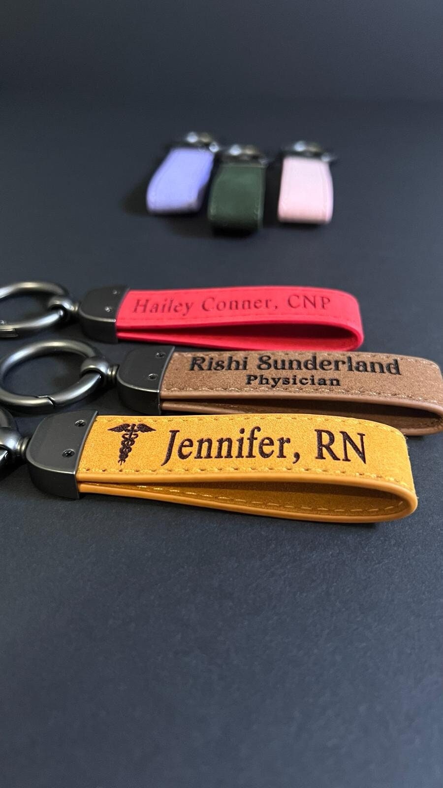 Personalized Doctor and Nurse Professor Gifts Caduceus Logo Custom Leather Keychain Christmas Gift For Teacher Gift For Her Surgeon Keychain