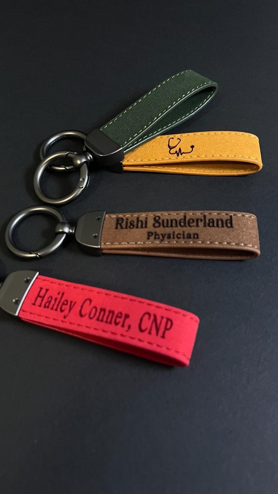 Personalized Doctor and Nurse Professor Gifts Caduceus Logo Custom Leather Keychain Christmas Gift For Teacher Gift For Her Surgeon Keychain