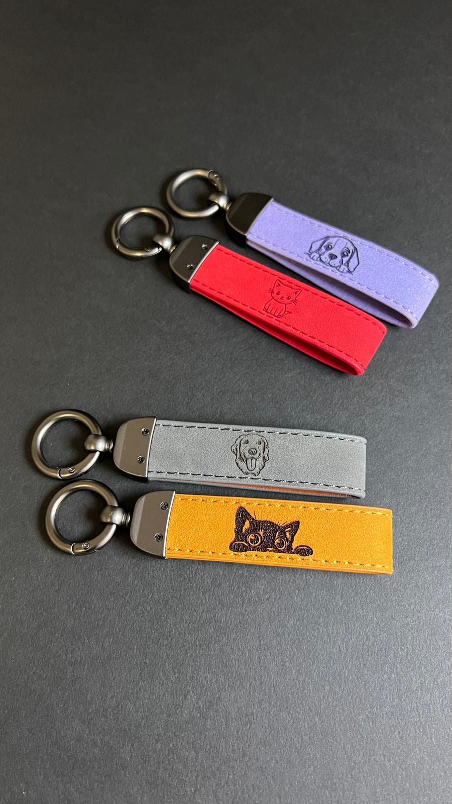 Personalized Animals Keychain Cat Lover Gift Dog Lover Accessory Veterinary Leather Keychain Kitten, Puppy Logo Accessory Pet Keychains Gift