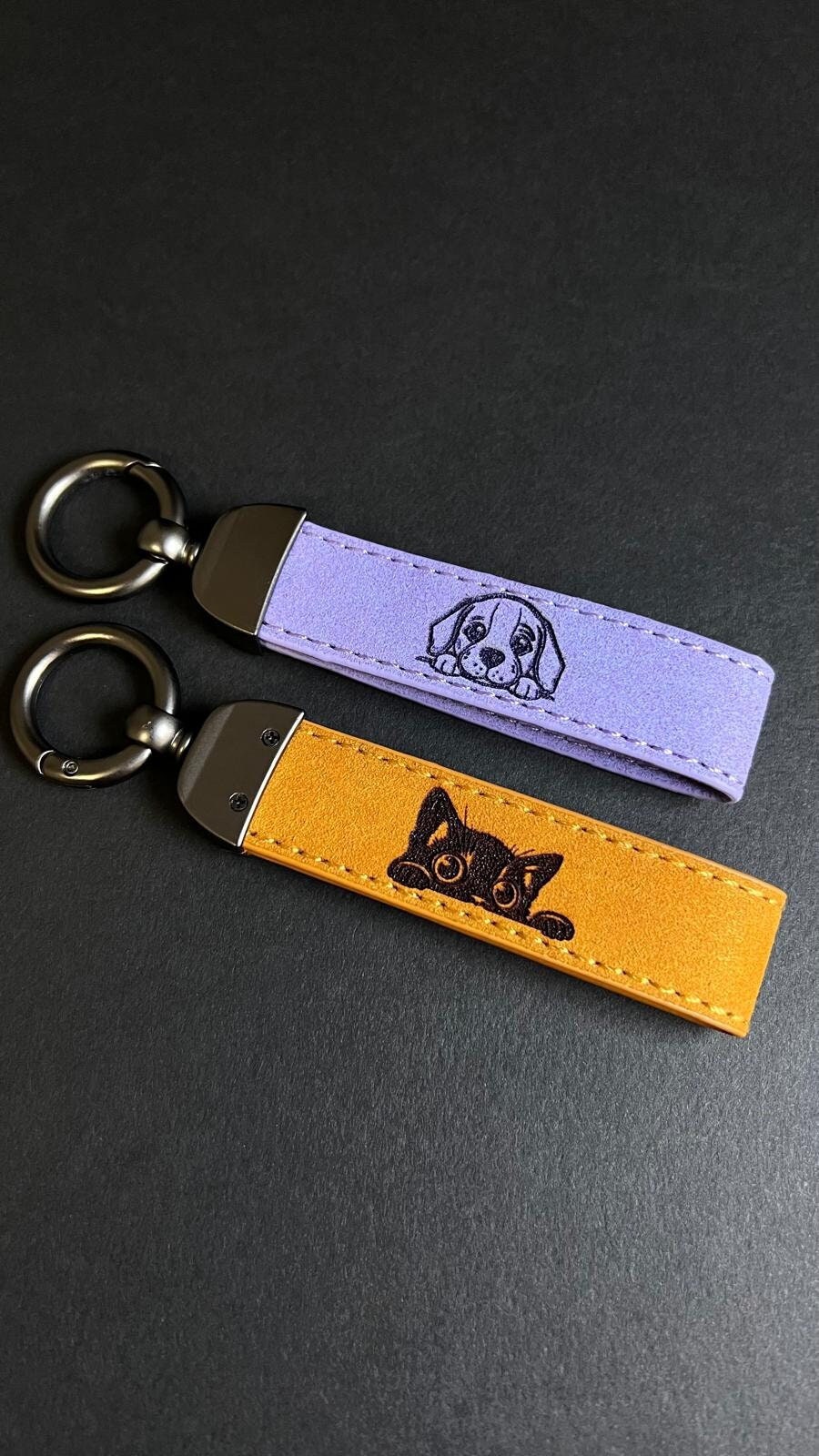 Personalized Animals Keychain Cat Lover Gift Dog Lover Accessory Veterinary Leather Keychain Kitten, Puppy Logo Accessory Pet Keychains Gift