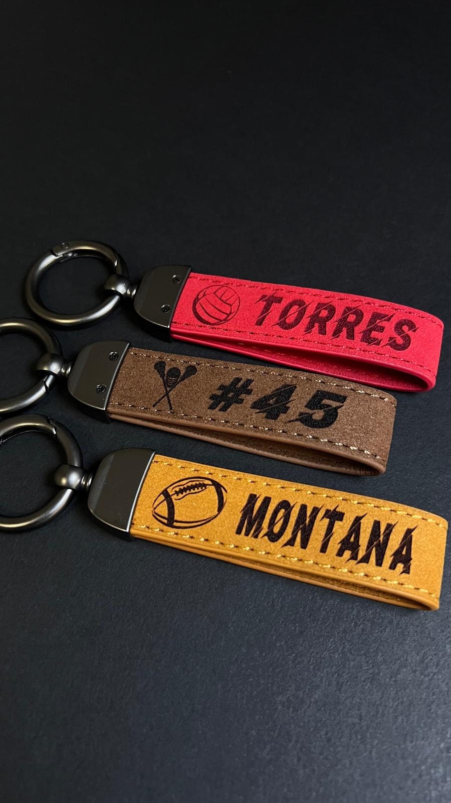 Personalized Sport Team Gifts Football Soccer Basketball Lacrosse Volley Logo Custom Team Logo Accessory Handmade Leather Keychain For Team