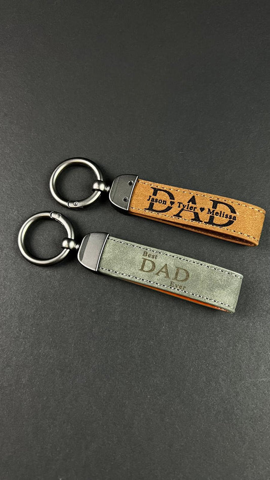 Personalized Father Gift Leather Keychain For Dad Custom Accessory Fathers Day Family Reunion Gift Cute Christmas Papa Gift Idea For Daddy