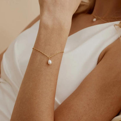 Designer Freshwater Pearl Necklaces Single Pearl Drop Bracelets Women 18K Gold Plated Bracelet Set Drop Necklace Jewelry Christmas Gifts