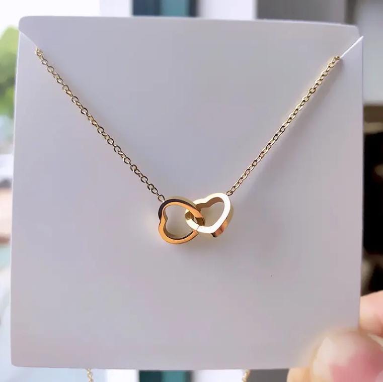 18K Gold Necklace Minimalist Heart Shape Double Buckle Cute Pendant Women Jewelry Luxury Christmas Gift Sterling Silver Wedding Accessories